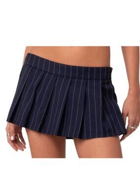 Edikted Pinstripe Low Rise Pleated Micro Skort